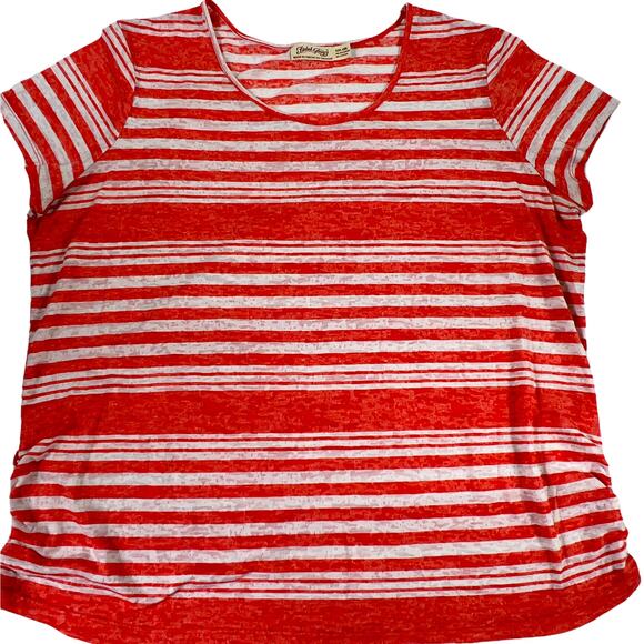 Faded Glory Orange & White Striped Burnout Tee Shirt Size XXL (20) - Picture 1 of 11